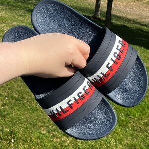 Tommy Hilfiger Men's Sandal Slides Size 10 Navy/Red Logo